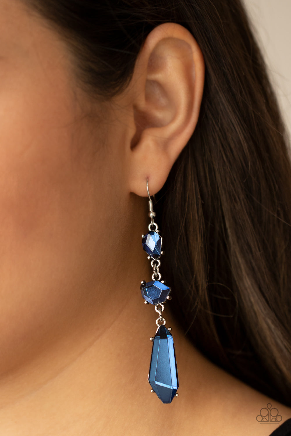 Paparazzi Sophisticated Smolder - Blue Earrings - A Finishing Touch Jewelry