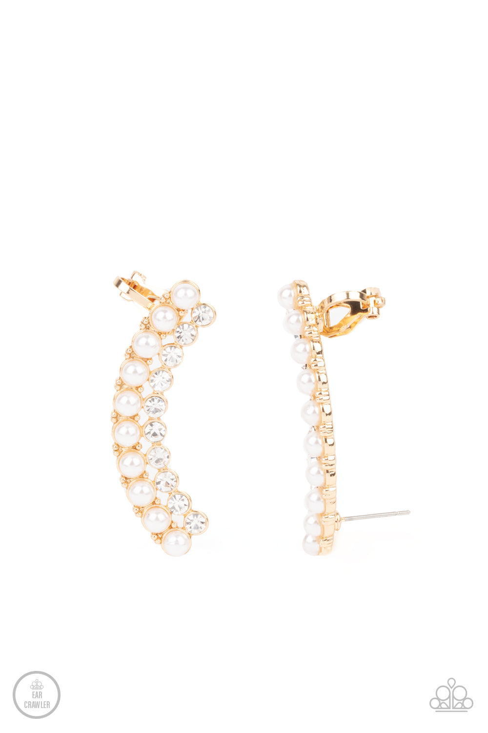 Paparazzi Doubled Down On Dazzle - Gold Ear Crawlers - A Finishing Touch Jewelry
