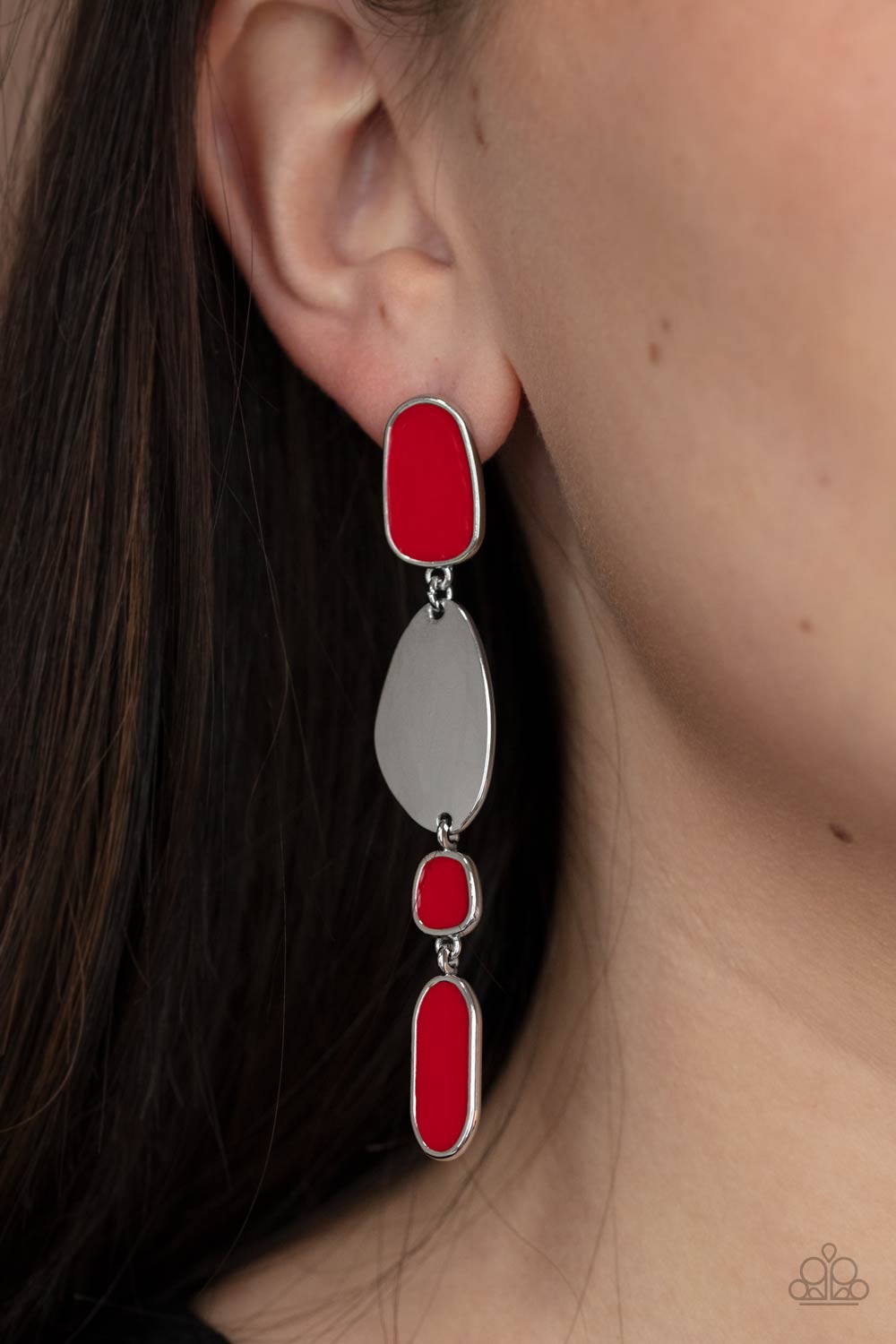 Paparazzi Deco By Design - Red Earrings - A Finishing Touch Jewelry