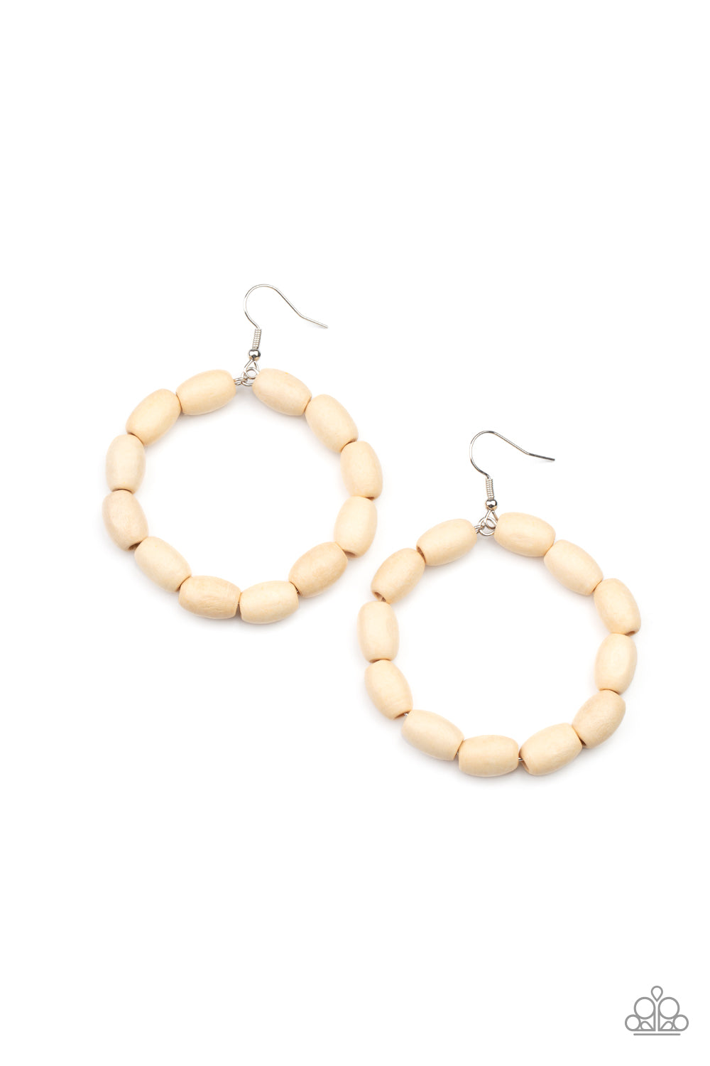 Paparazzi Living The WOOD Life - White Earrings - A Finishing Touch Jewelry