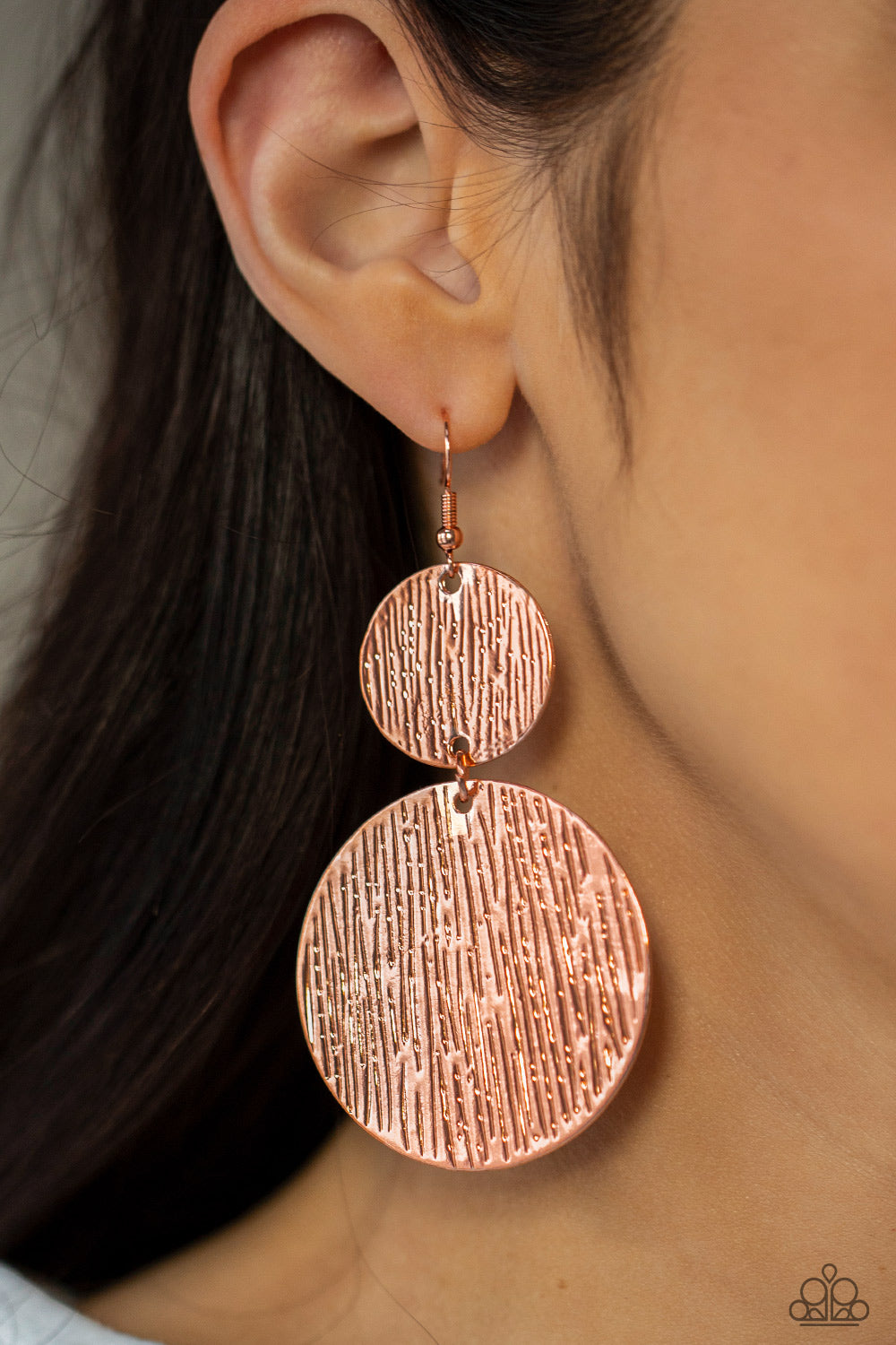 Paparazzi Status CYMBAL - Copper Earrings - A Finishing Touch Jewelry