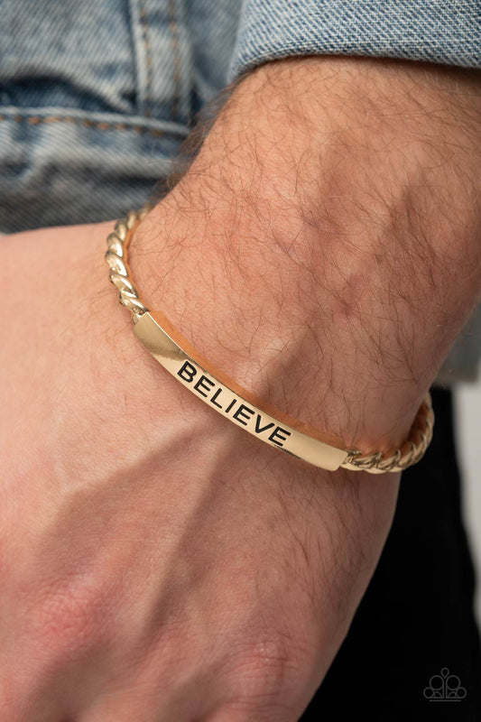 Paparazzi Keep Calm and Believe - Gold Bracelet - A Finishing Touch Jewelry