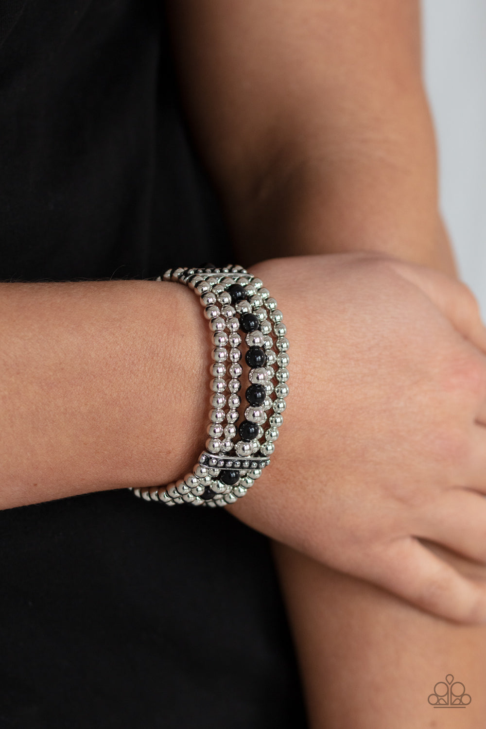 Paparazzi Gloss Over The Details - Black Bracelet - A Finishing Touch Jewelry