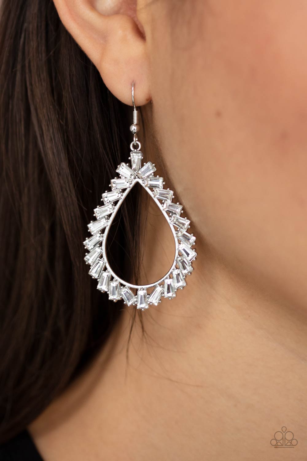 Paparazzi Stay Sharp - White Earrings - A Finishing Touch Jewelry