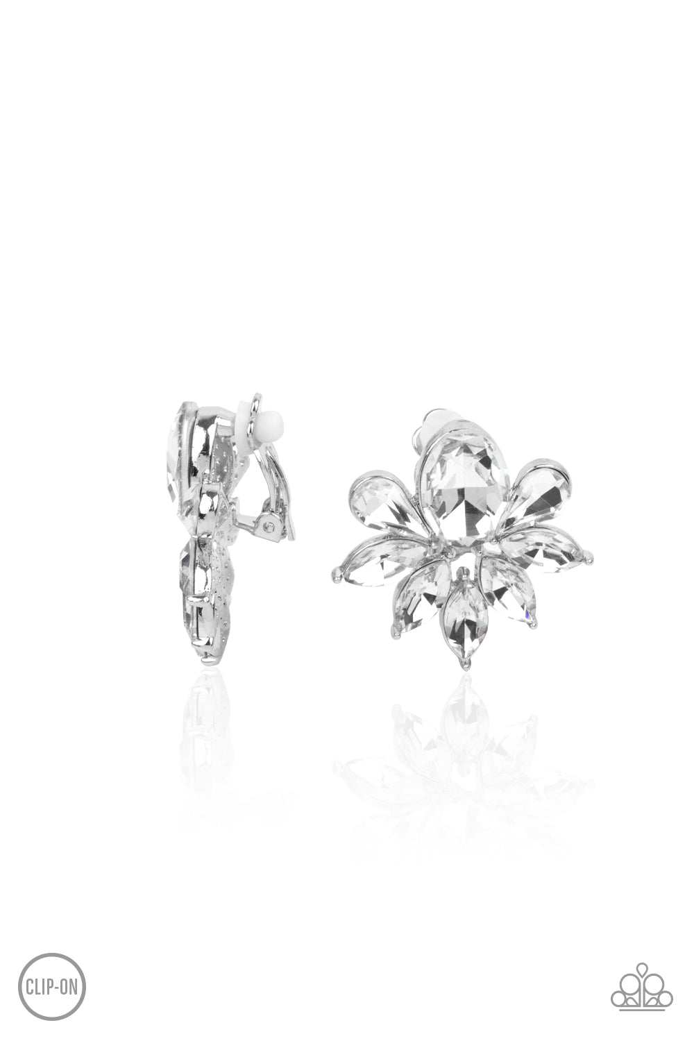 Paparazzi Fearless Finesse - White Clip-On Earrings - A Finishing Touch Jewelry