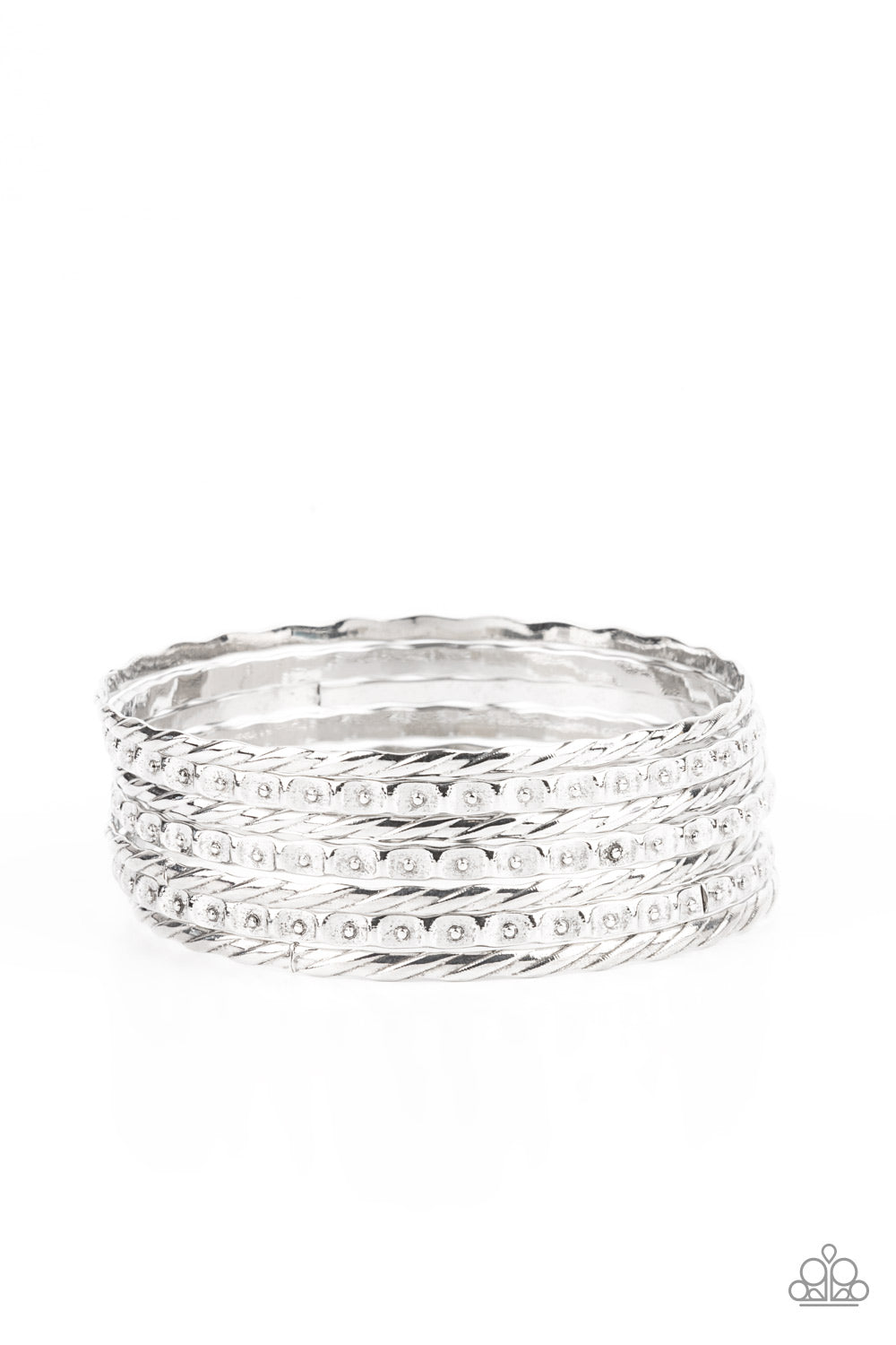 Paparazzi Back-To-Back Stacks - Silver Bracelet - A Finishing Touch Jewelry