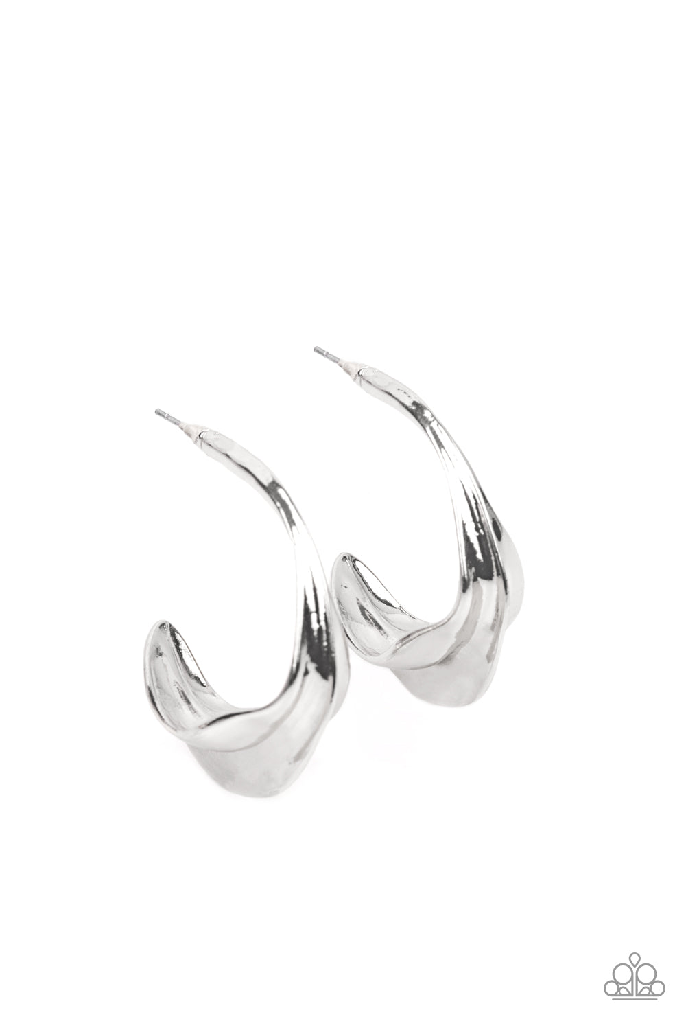 Paparazzi Modern Meltdown - Silver Hoop Earrings - A Finishing Touch Jewelry