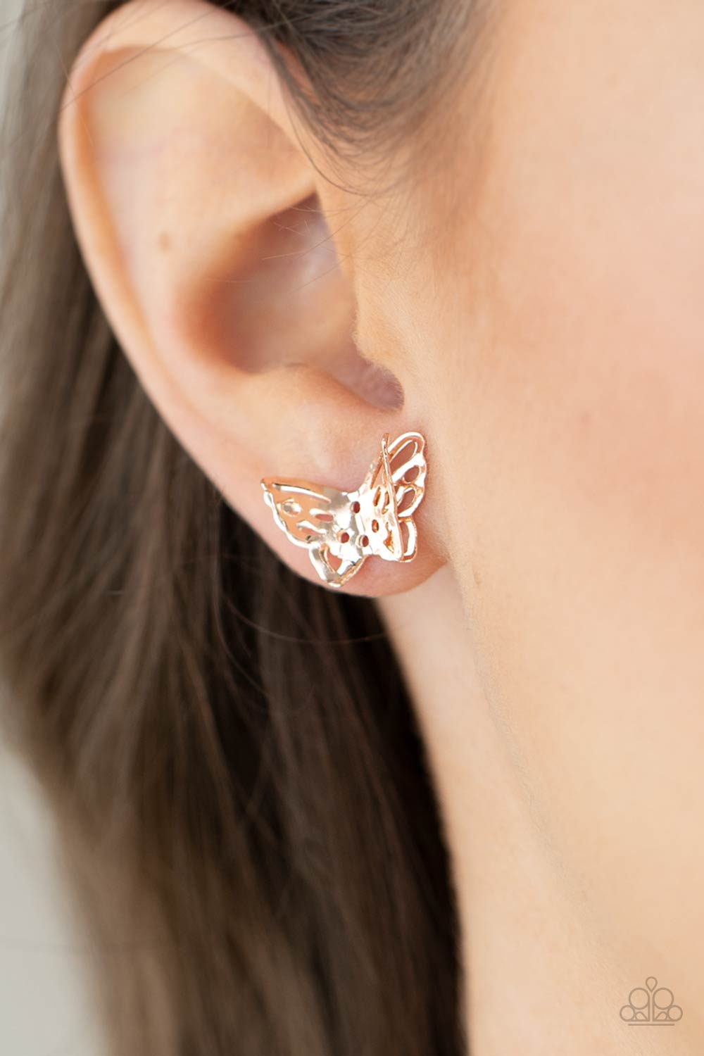 Paparazzi Flutter Fantasy - Rose Gold Earrings - A Finishing Touch Jewelry