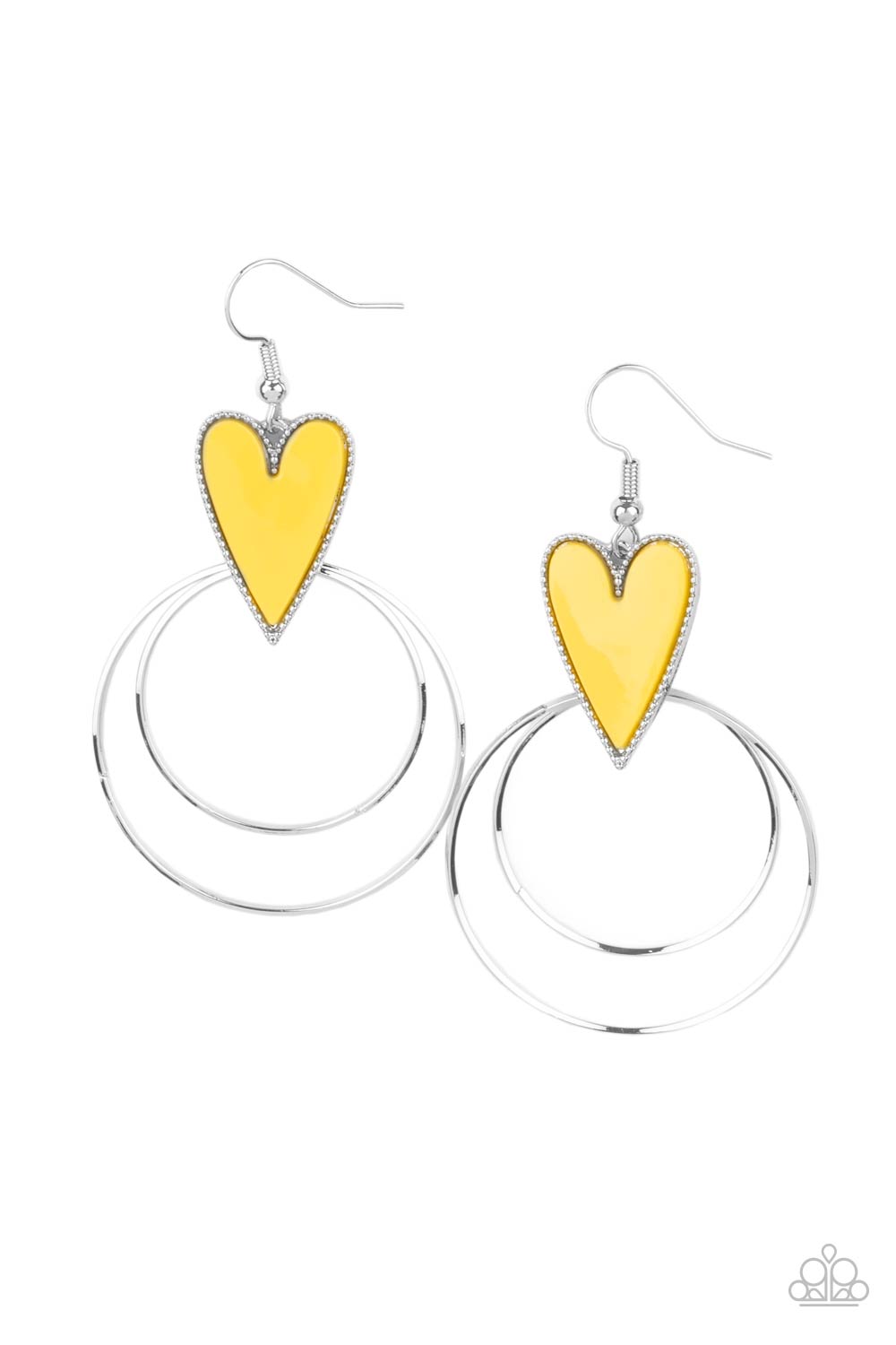 Paparazzi Happily Ever Hearts - Yellow Earrings - A Finishing Touch Jewelry
