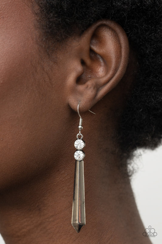 Paparazzi Sparkle Stream - White Earrings - A Finishing Touch Jewelry