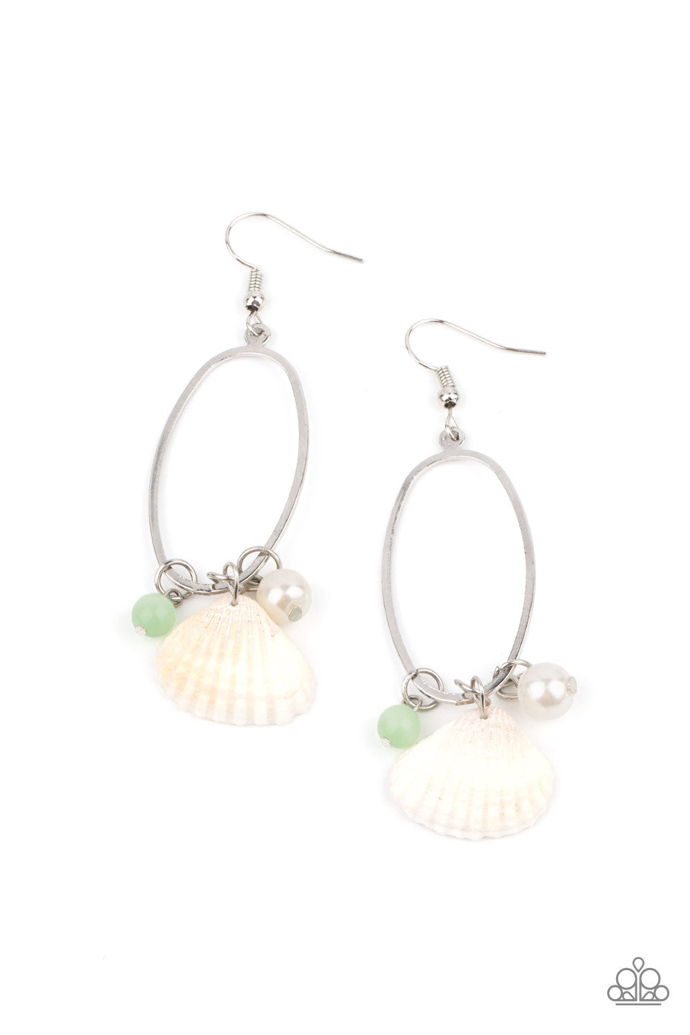 Paparazzi This Too SHELL Pass - Green Earrings - A Finishing Touch Jewelry