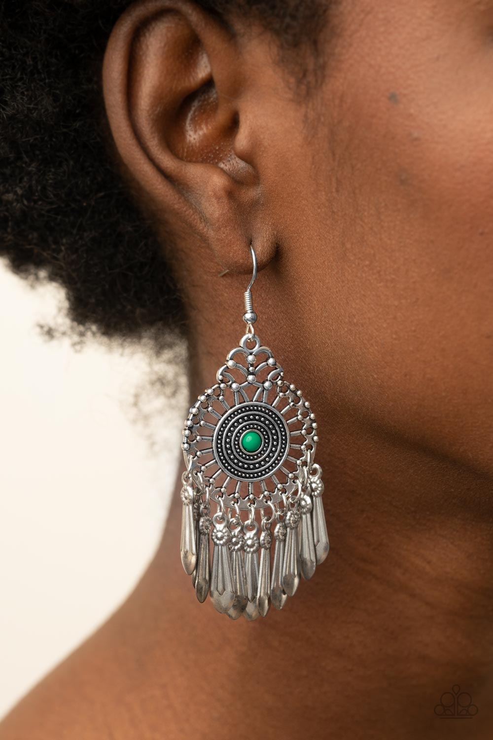 Paparazzi Dream a Little DREAMCATCHER - Green Earrings - A Finishing Touch Jewelry