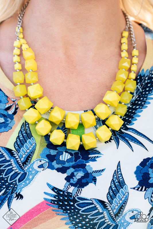Paparazzi Summer Excursion - Yellow Fashion Fix Necklace - A Finishing Touch Jewelry