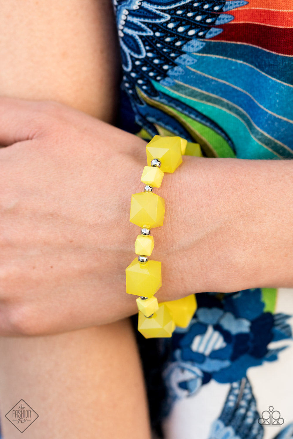 Paparazzi Trendsetting Tourist - Yellow Fashion Fix Bracelet - A Finishing Touch Jewelry