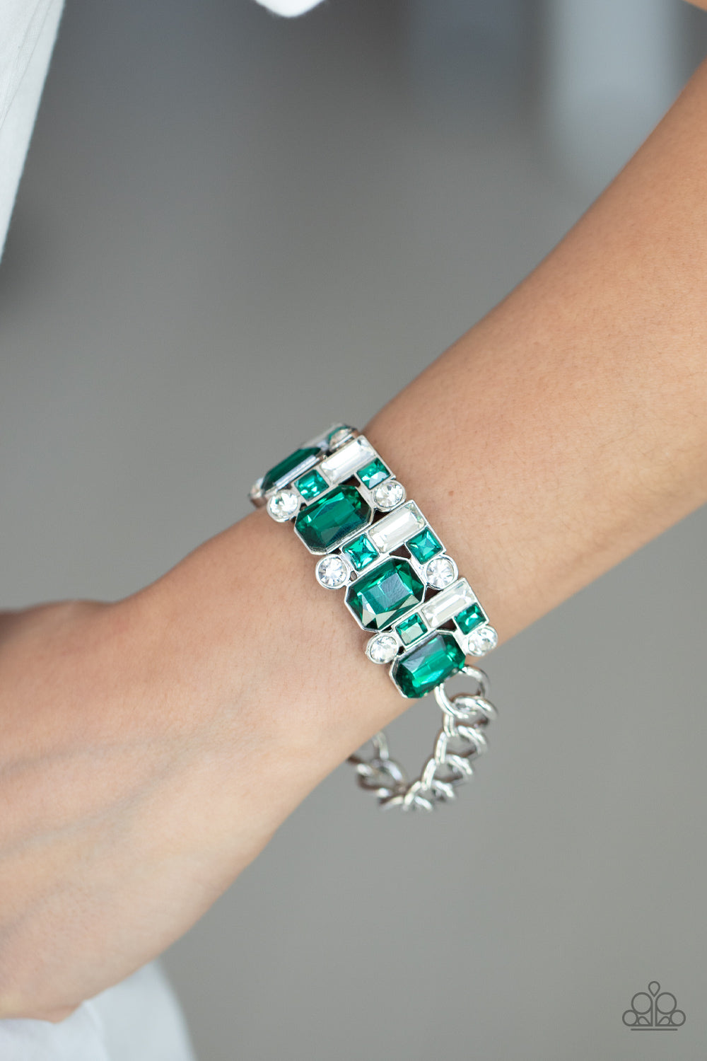 Paparazzi Urban Crest - Green Bracelet - A Finishing Touch Jewelry