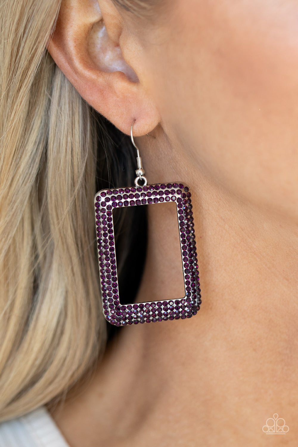 Paparazzi World FRAME-ous - Purple Earrings - A Finishing Touch Jewelry