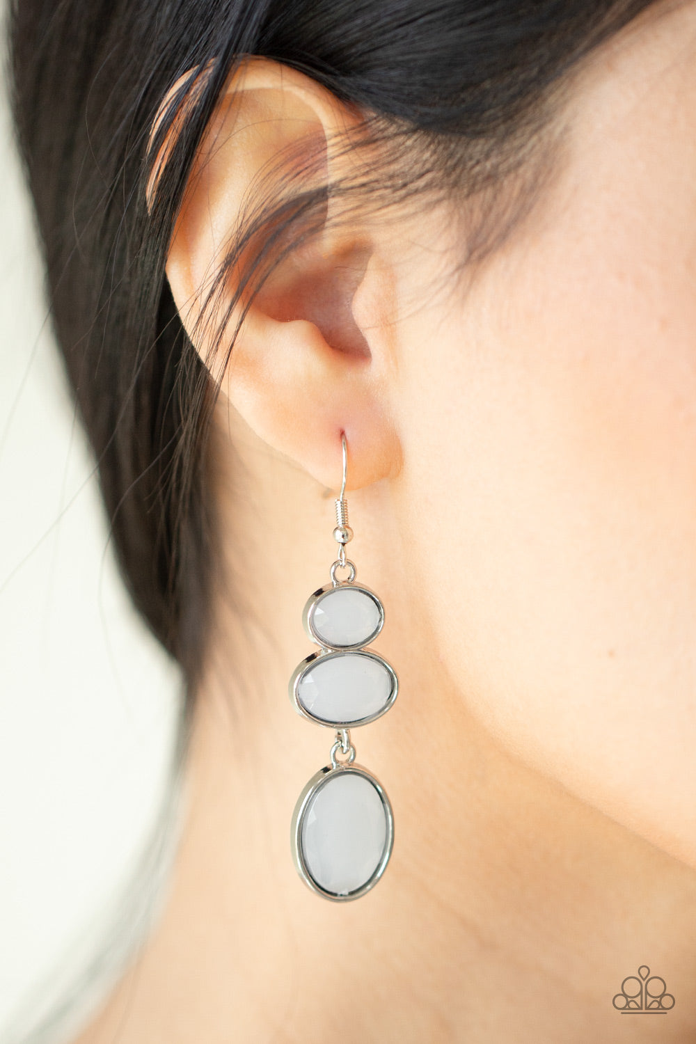 Paparazzi Tiers Of Tranquility - White Earrings - A Finishing Touch Jewelry