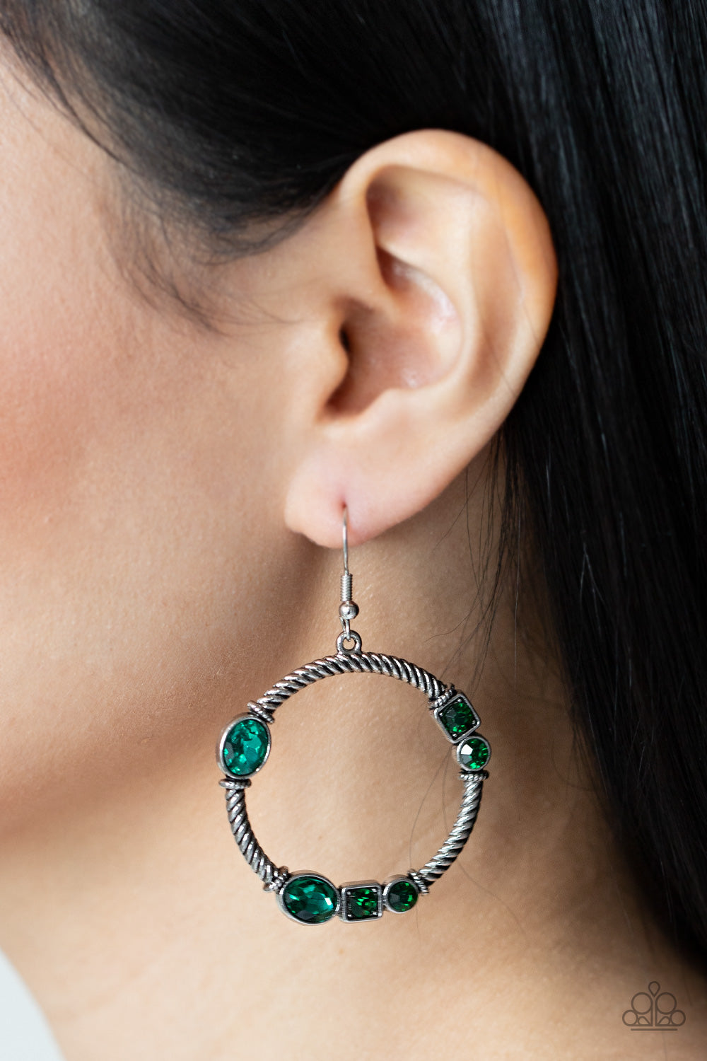 Paparazzi Glamorous Garland - Green Earrings - A Finishing Touch Jewelry