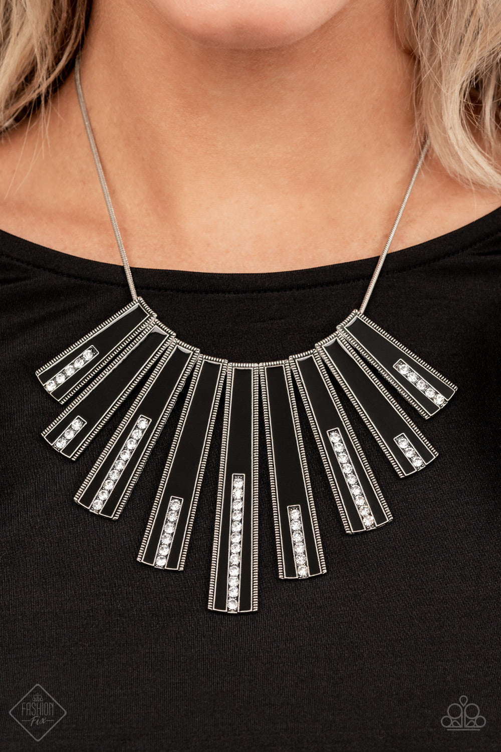 Paparazzi FAN-tastically Deco Fashion Fix - Black Necklace - A Finishing Touch Jewelry