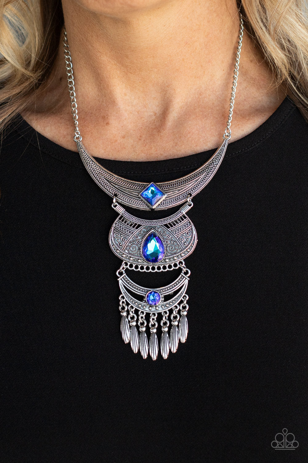 Paparazzi Lunar Enchantment - Blue Necklace-Paparazzi Jewelry Images