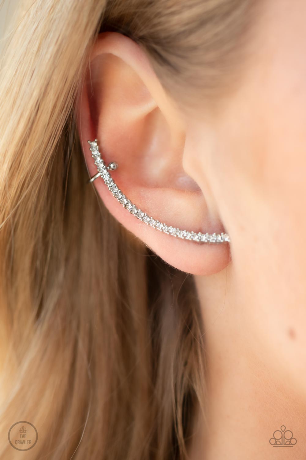 Paparazzi Sleekly Shimmering - White Ear Crawlers - A Finishing Touch Jewelry