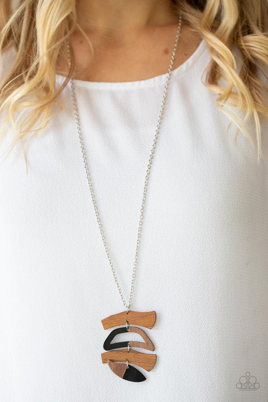 Paparazzi A WOODWORK In Progress Black Necklace - A Finishing Touch Jewelry