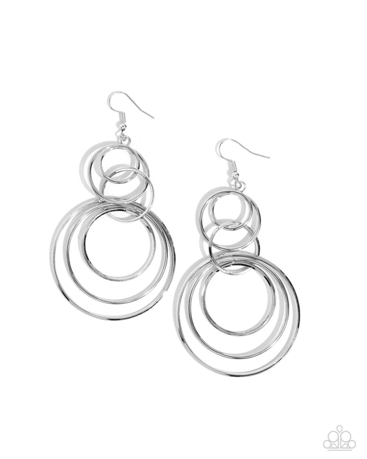 Paparazzi Disorienting Demure - Silver Earrings