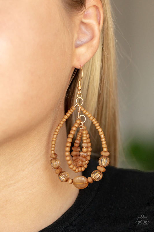 Paparazzi Prana Party - Brown Earrings - A Finishing Touch Jewelry