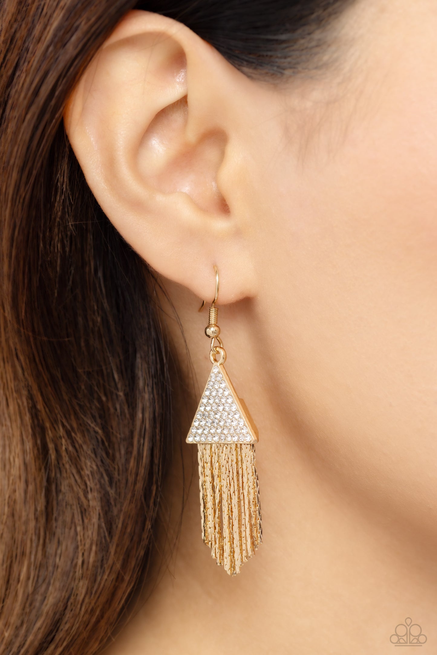 Paparazzi Pyramid SHEEN - Gold Earrings