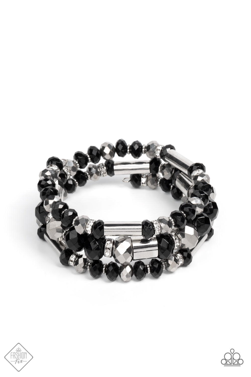 Paparazzi Dynamic Dazzle - Black Bracelet - A Finishing Touch Jewelry