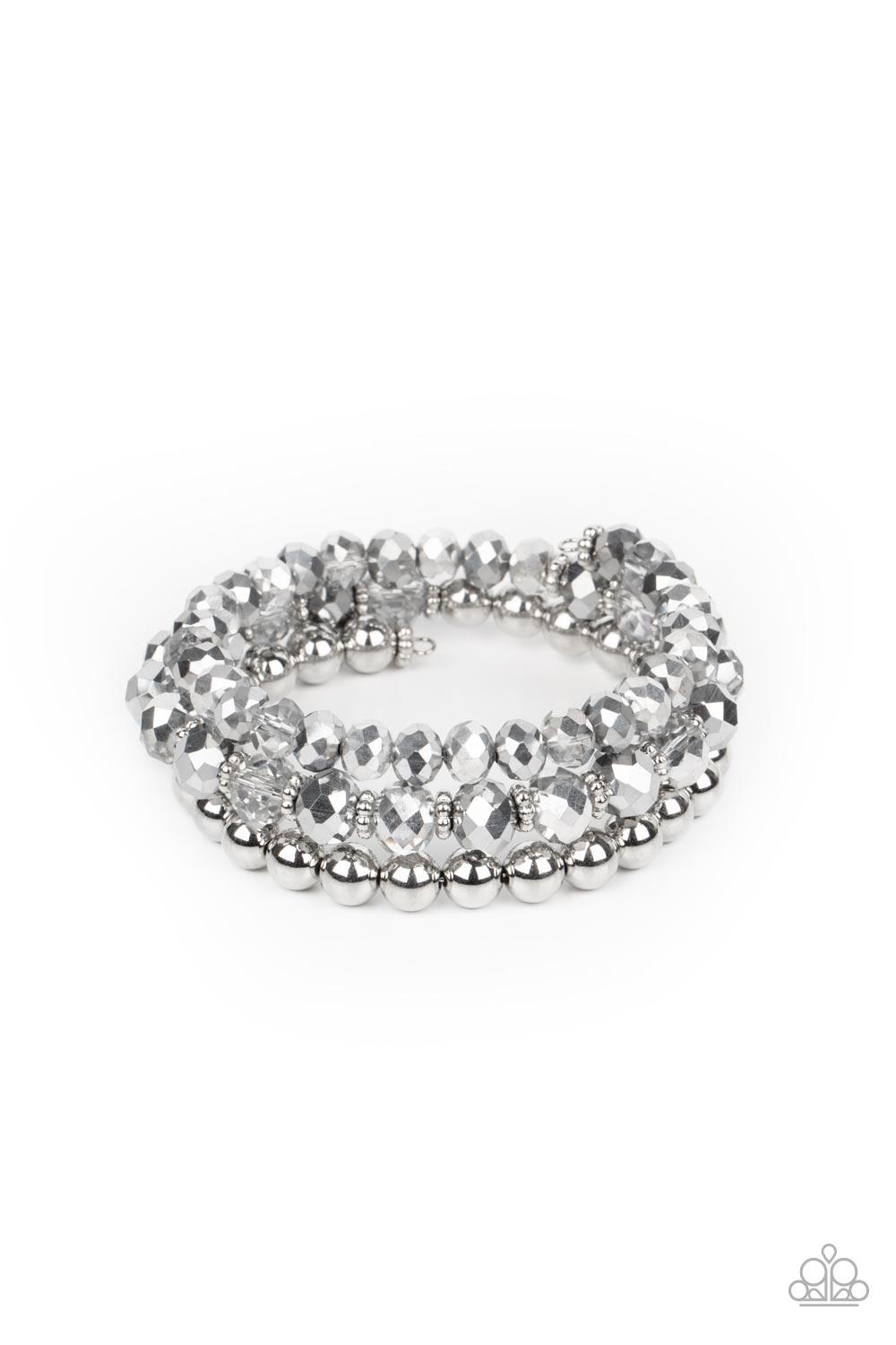 Paparazzi Gimme Gimme Silver Rhinestone Bracelet - A Finishing Touch Jewelry