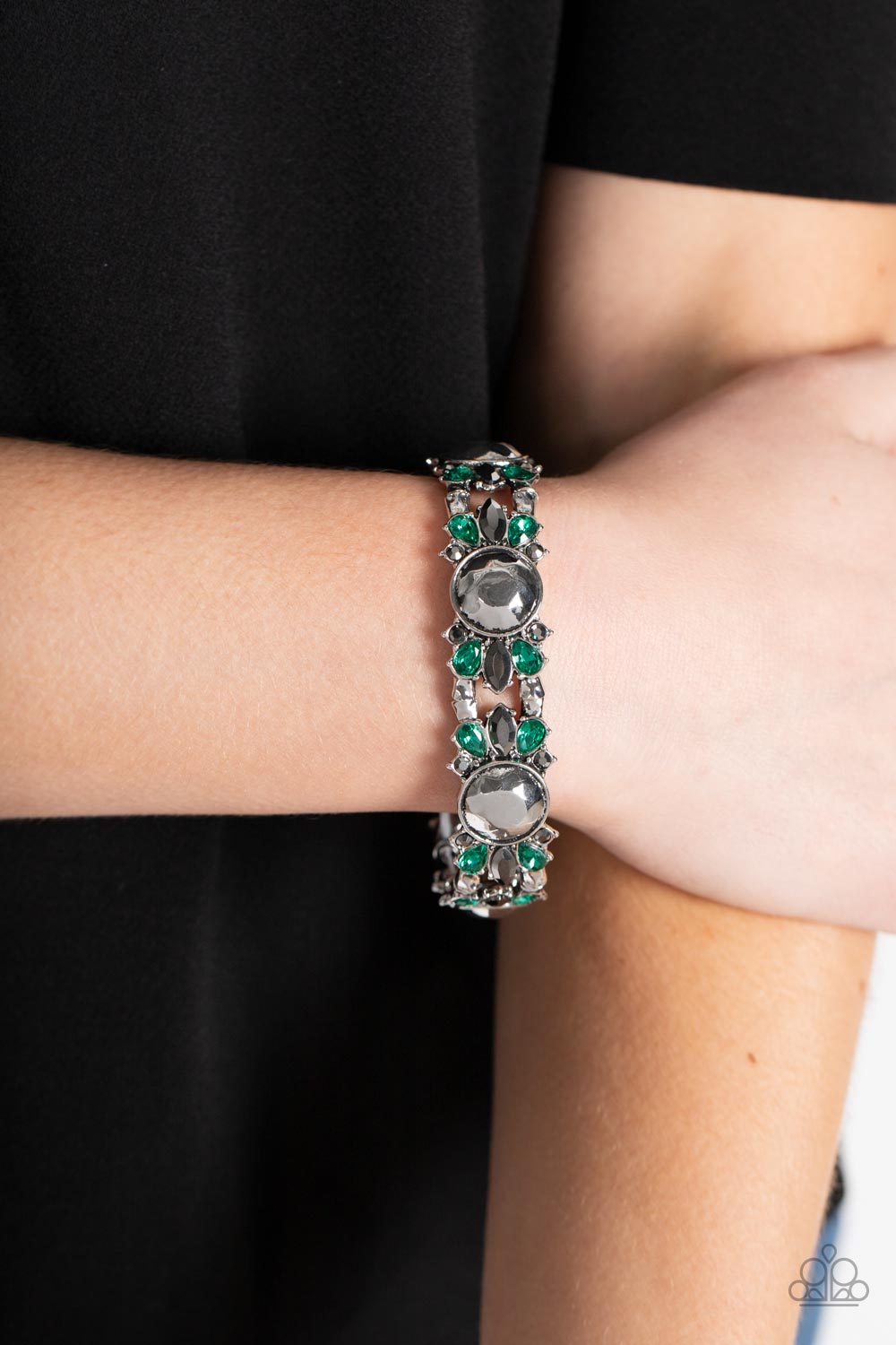 Paparazzi Definitively Diva - Green Bracelet - A Finishing Touch Jewelry