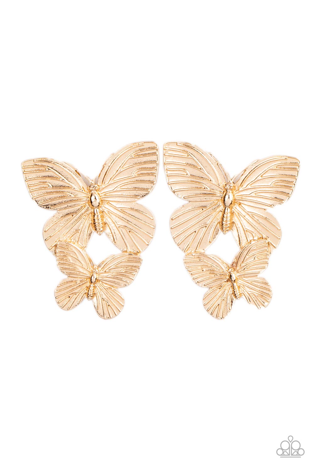 Paparazzi Blushing Butterflies - Gold Butterfly Earrings