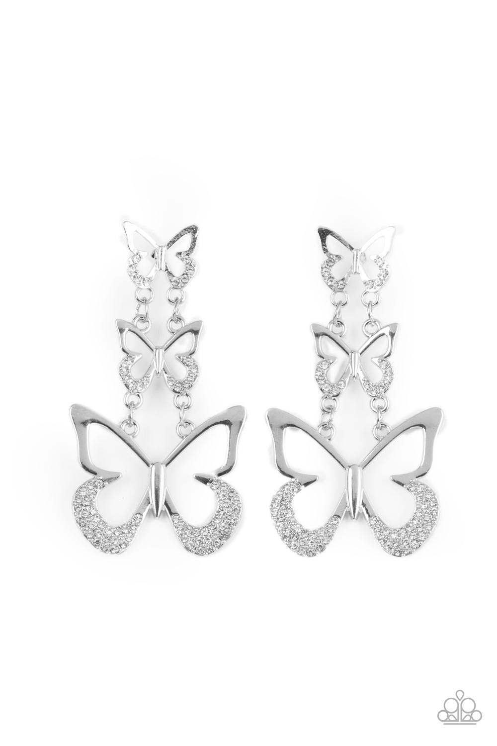 Paparazzi Flamboyant Flutter - White Earrings - A Finishing Touch Jewelry