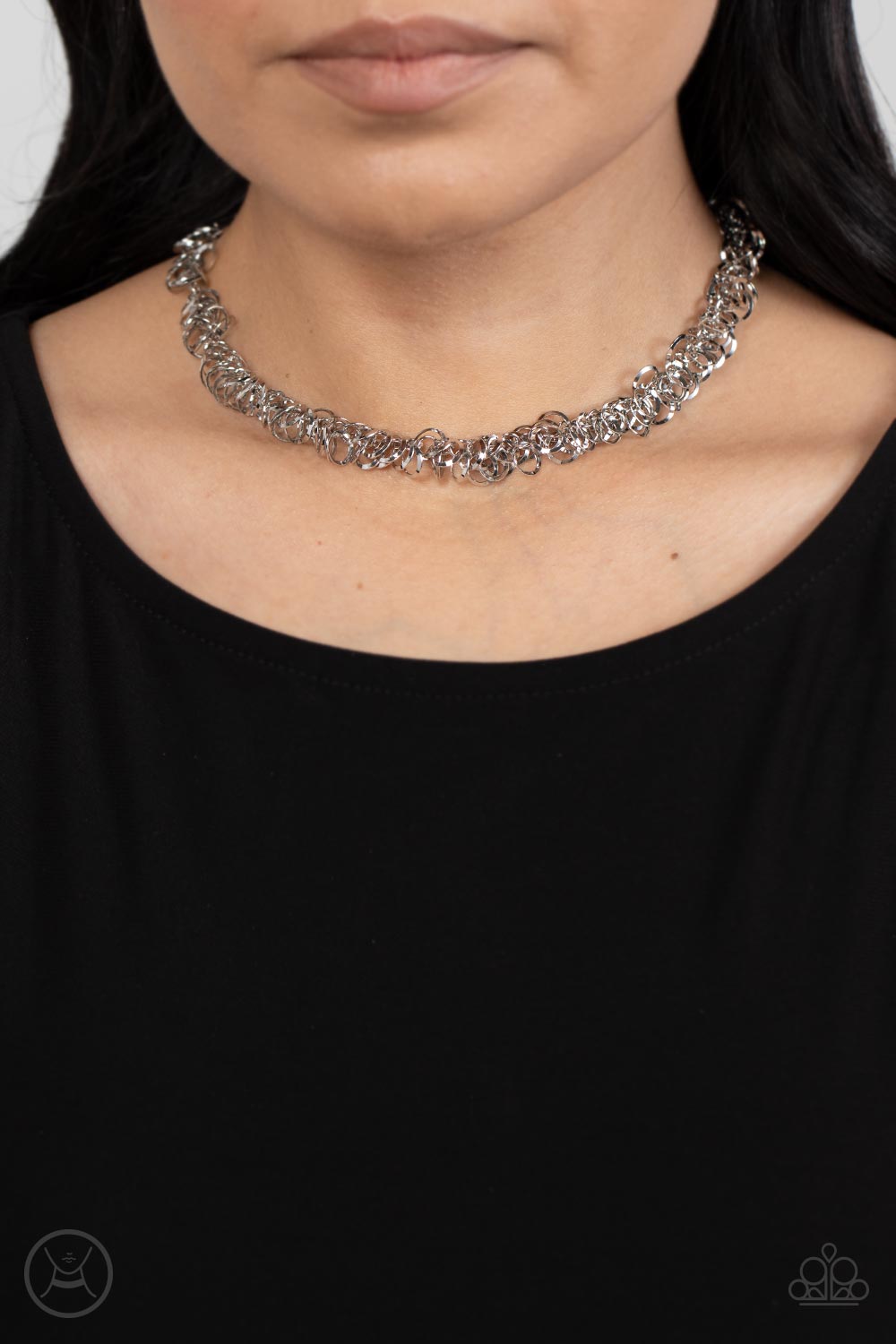 Paparazzi Cause a Commotion - Silver Choker Necklace - A Finishing Touch Jewelry