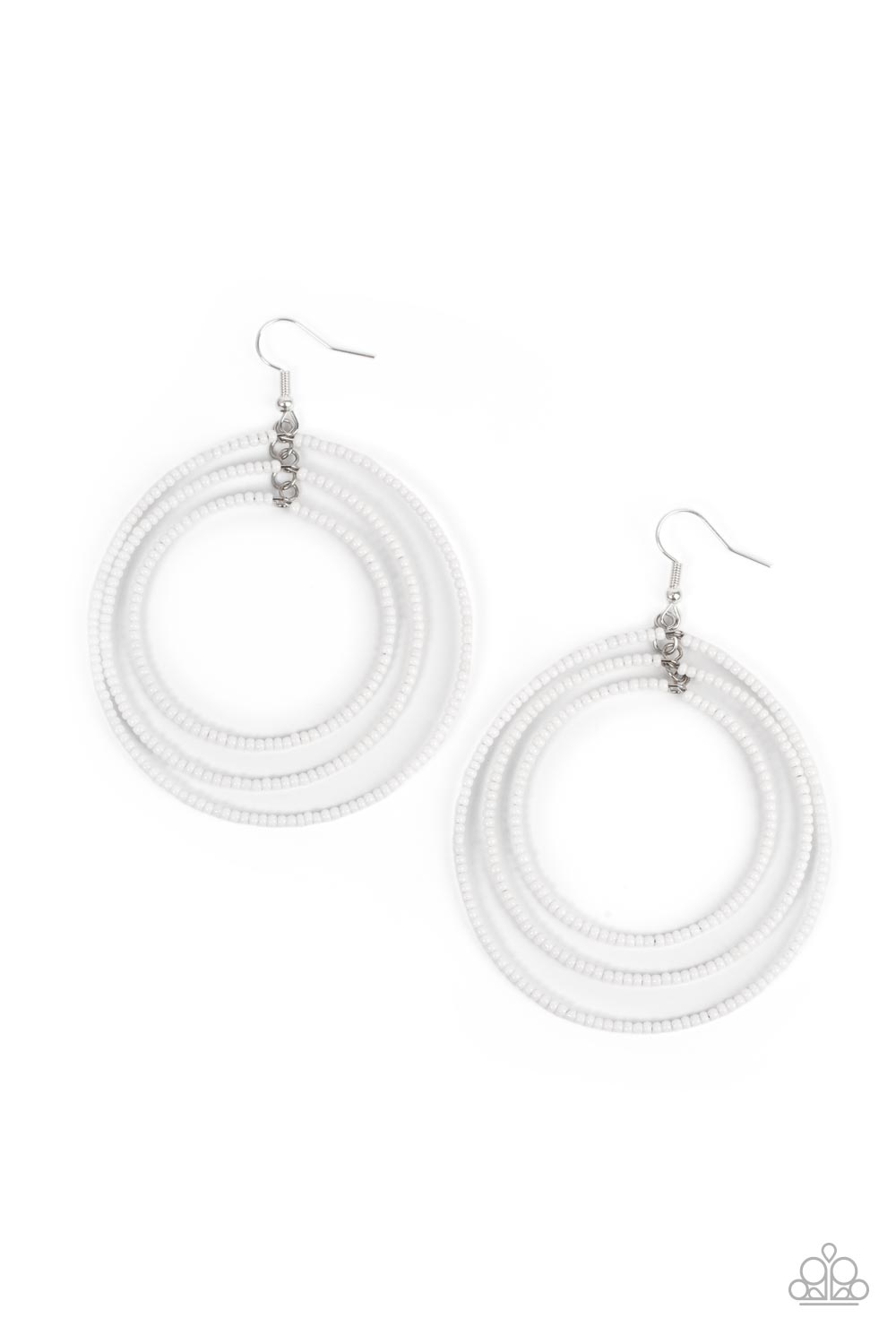 White Earrings - Paparazzi Colorfully Circulating Paparazzi jewelry image
