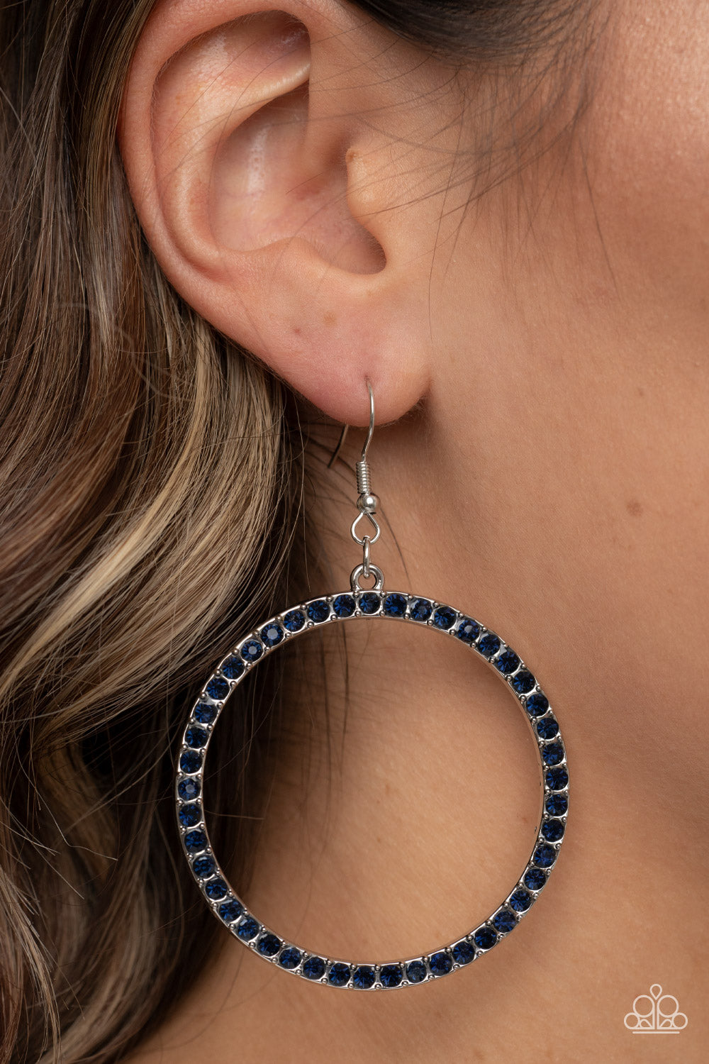 Paparazzi Head-Turning Halo - Blue Earrings- Paparazzi Jewelry Images