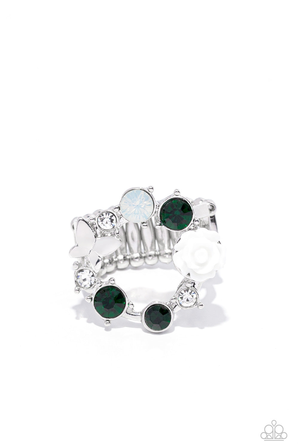 Paparazzi Butterfly Bustle - Green Ring - A Finishing Touch Jewelry