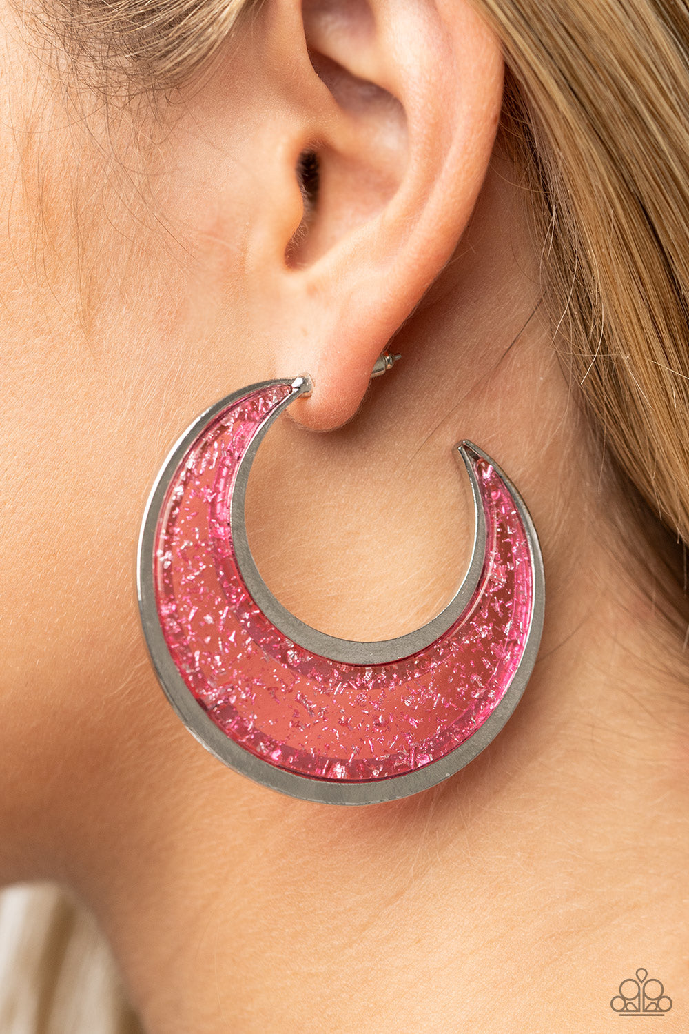 Paparazzi Charismatically Curvy - Pink Earrings - A Finishing Touch Jewelry