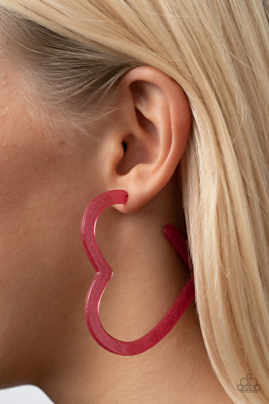 Paparazzi Heart Throbbing Twinkle - Pink Earrings Earring attaches to a standard post fitting. Hoop measures 2 1/2" in diameter. ​Sold as one pair of pink earrings. $5 dollar jewelry Paparazzi. Free Shipping on orders over $75