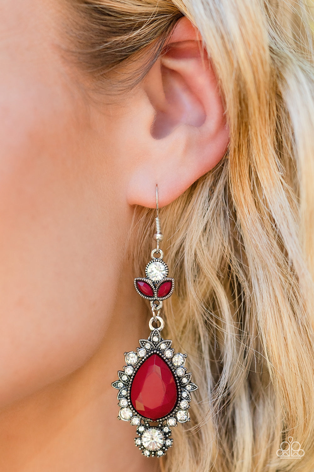 Paparazzi SELFIE-Esteem - Red Earrings - A Finishing Touch Jewelry