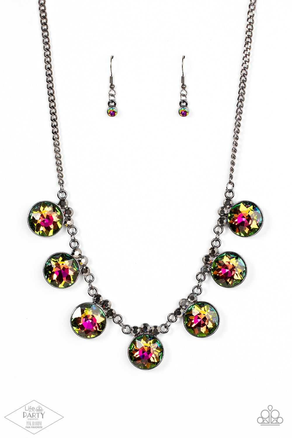 GLOW-Getter Glamour - Oil Spill Multi Necklace -  Life of The Party Pink Diamond Exclusive - A Finishing Touch Jewelry