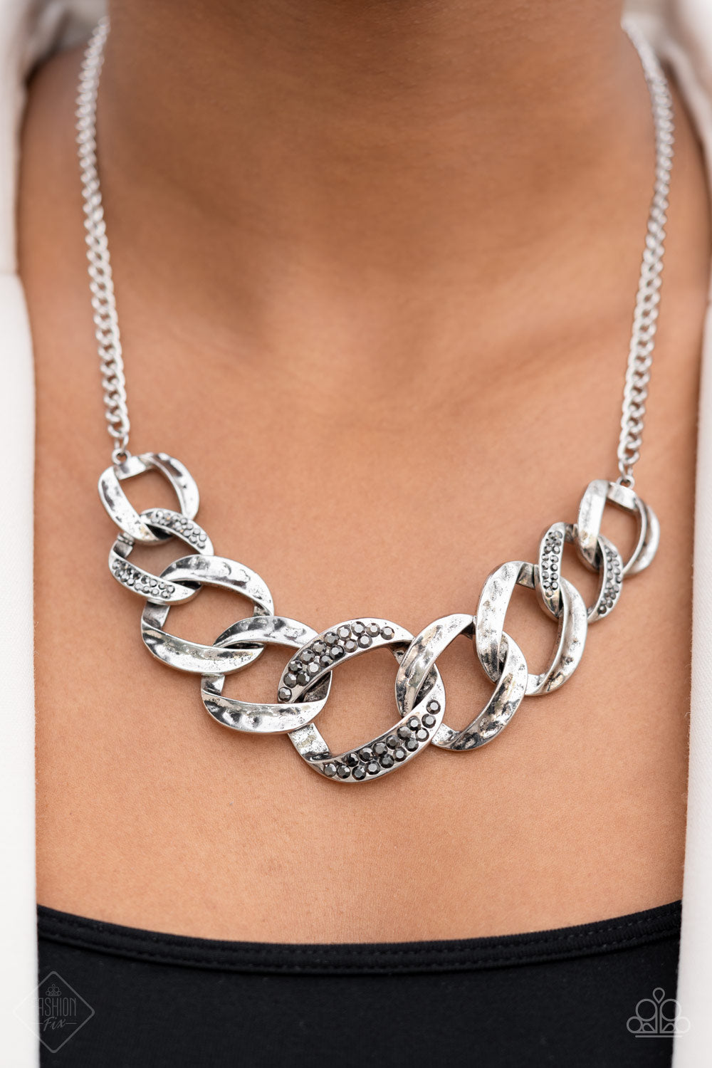 Paparazzi Bombshell Bling - Silver Fashion Fix Necklace - A Finishing Touch Jewelry