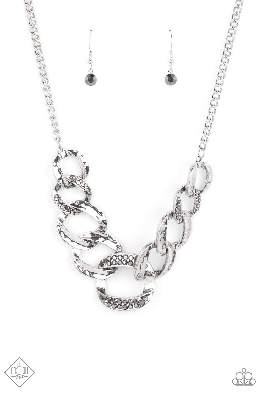 Paparazzi Bombshell Bling - Silver Fashion Fix Necklace - A Finishing Touch Jewelry