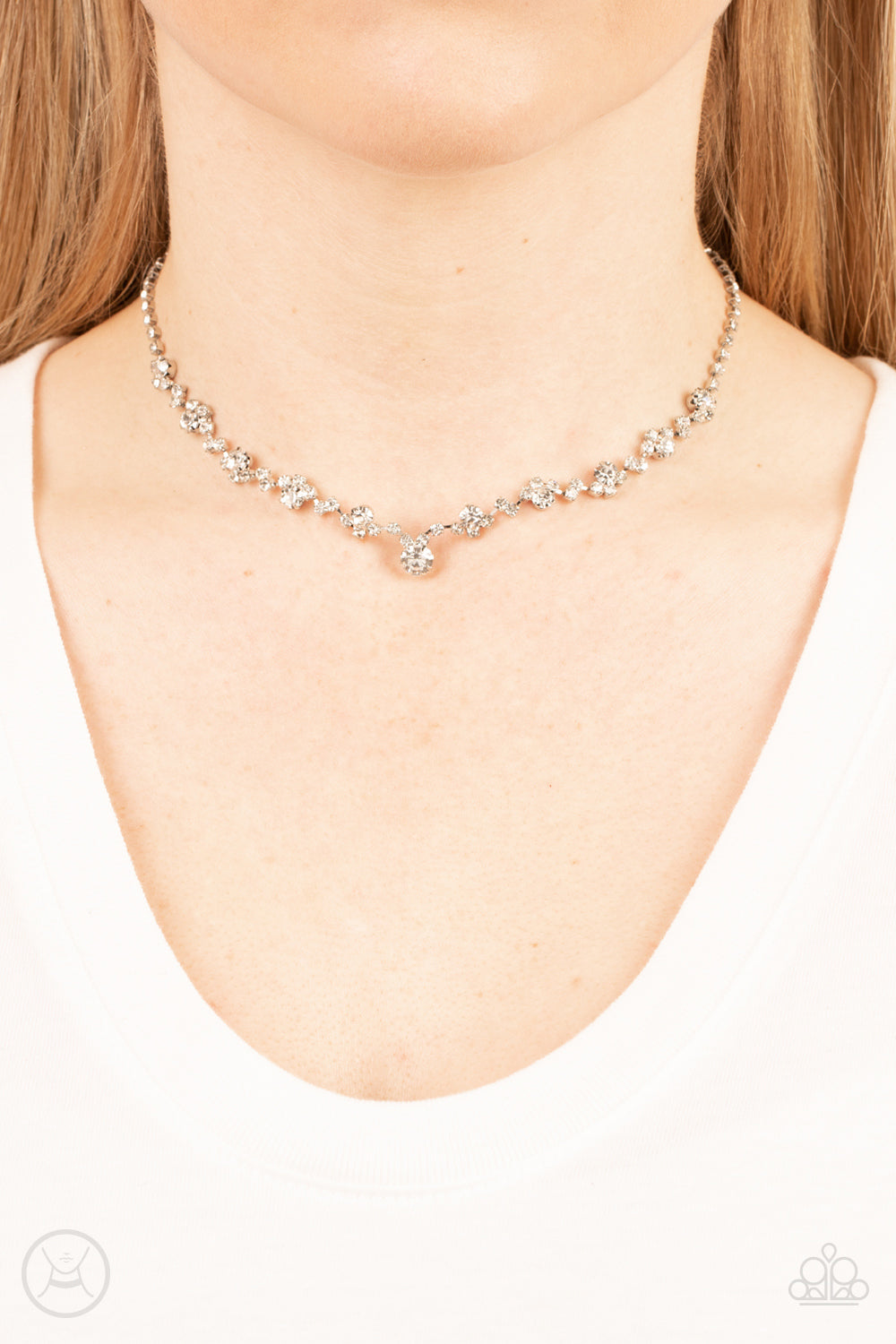 Paparazzi Regal Rebel - White Choker Necklace-Paparazzi Jewelry Images