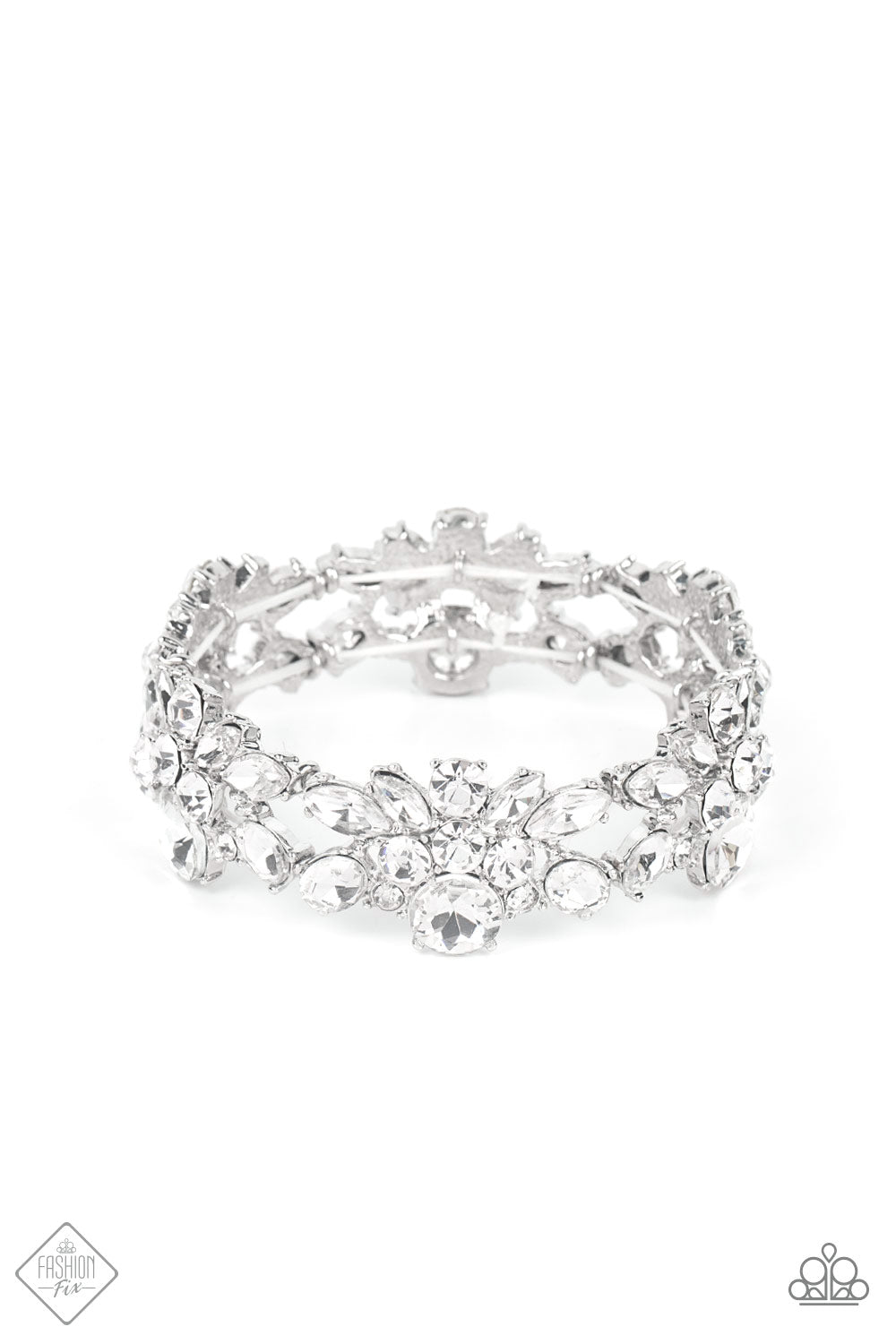 Paparazzi Beloved Bling - White Bracelet - Fashion Fix - A Finishing Touch Jewelry