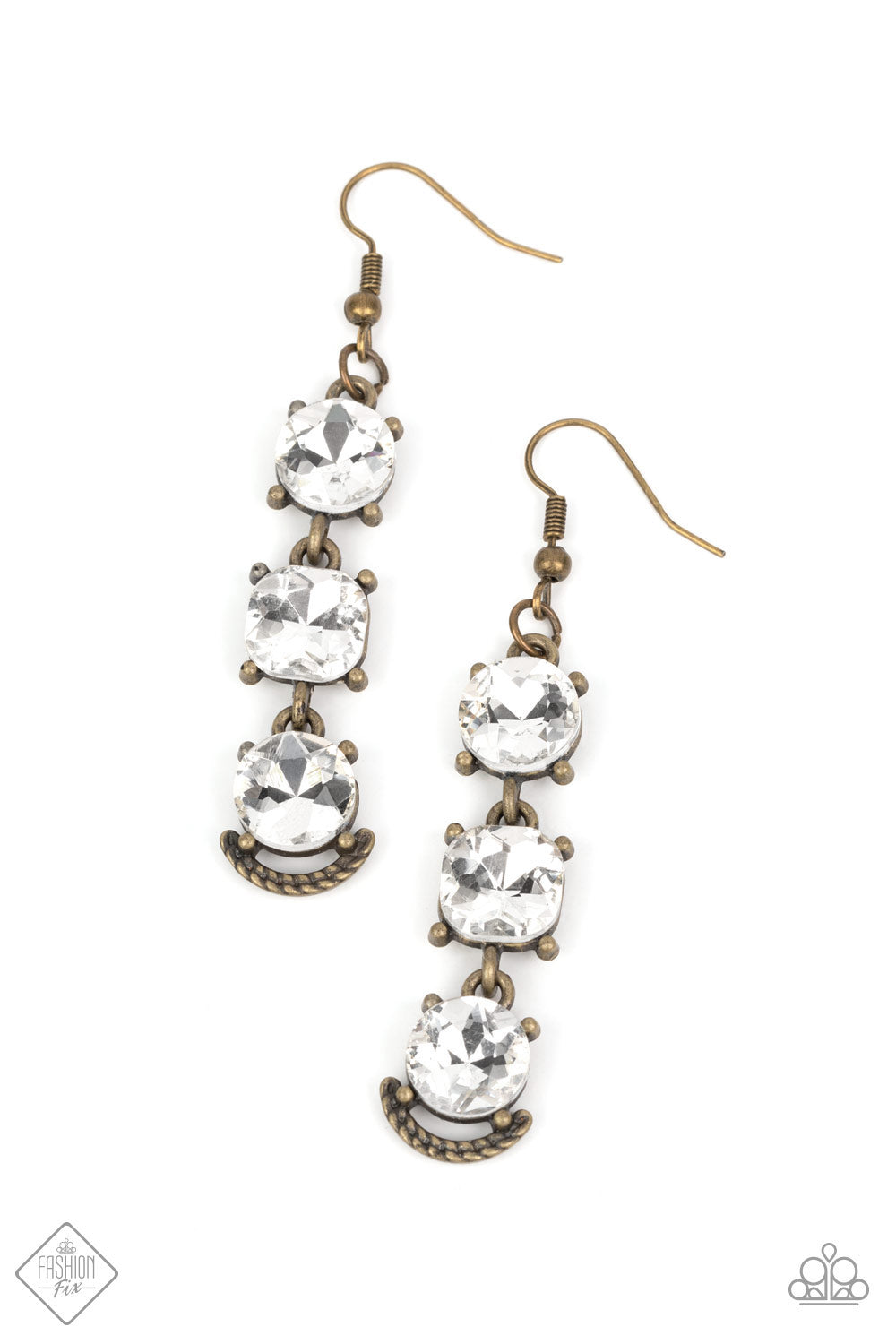 Paparazzi Determined to Dazzle - Brass Earrings - Fashion Fix - A Finishing Touch Jewelry