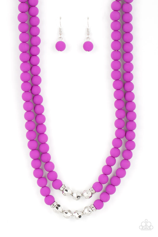 Paparazzi 2 Piece Set: Summer Splash - Purple Necklace & Dip and Dive - Purple Bracelet