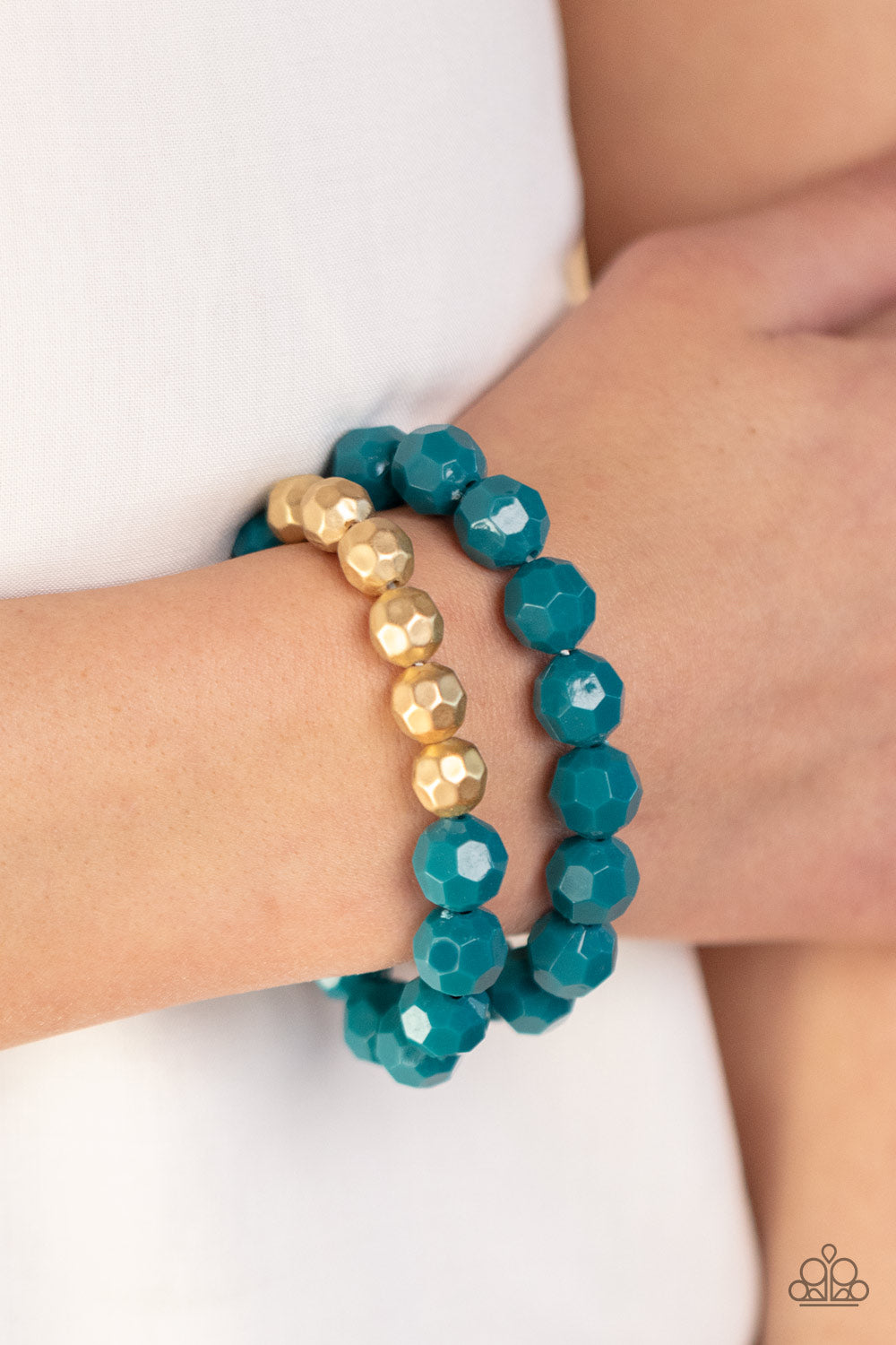 Grecian Glamour - Blue Bracelet-Paparazzi Jewelry Images