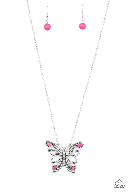 Paparazzi Badlands Butterfly - Pink Necklace- Paparazzi Jewelry Images